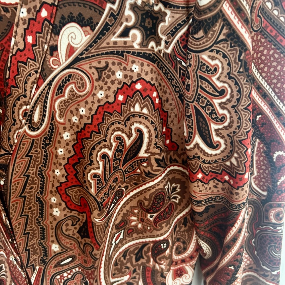 Tommy Hilfiger Red and Brown Paisley Long Sleeve Dress - Picture 6 of 7